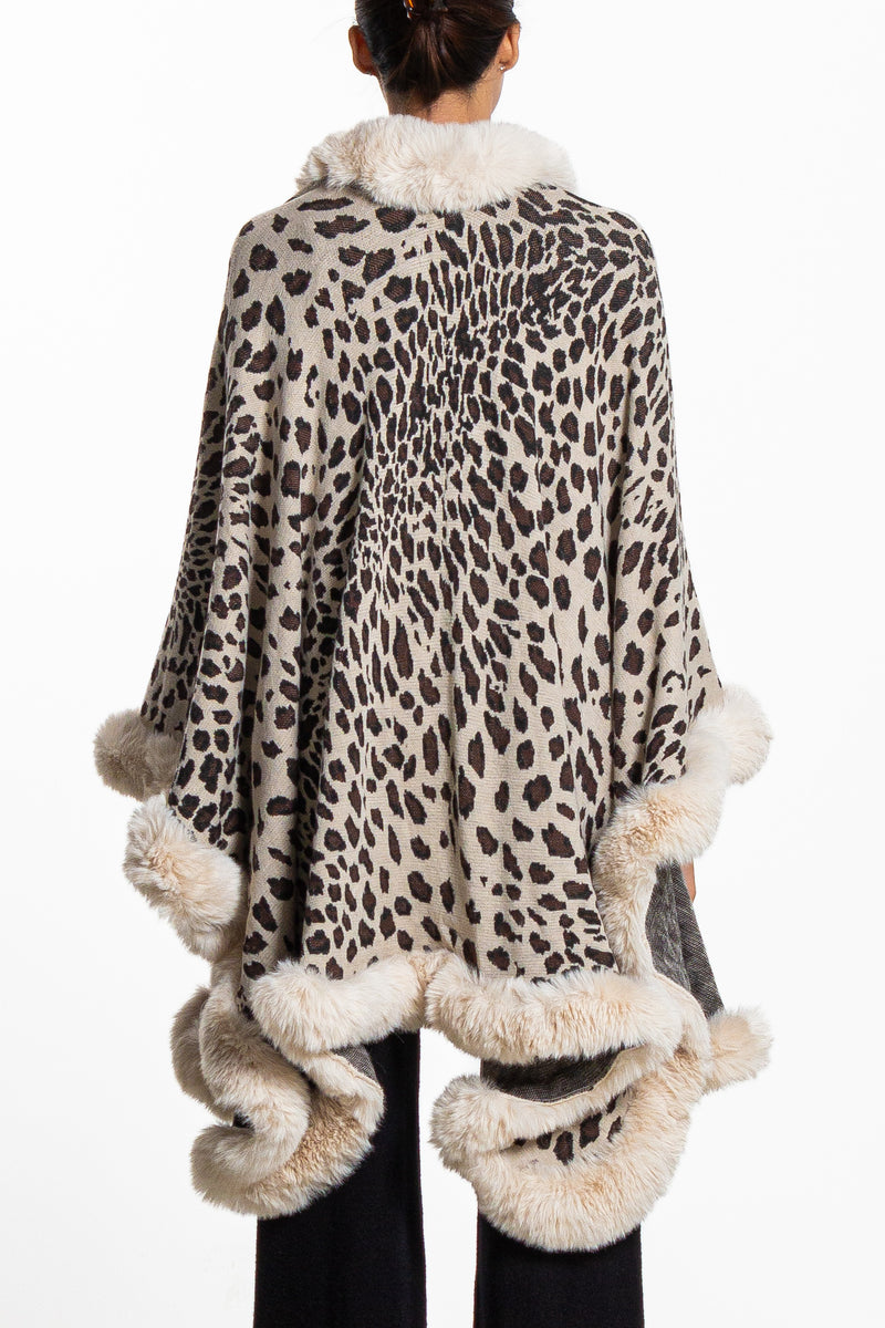 PRINTED FAUX FUR SHAWL