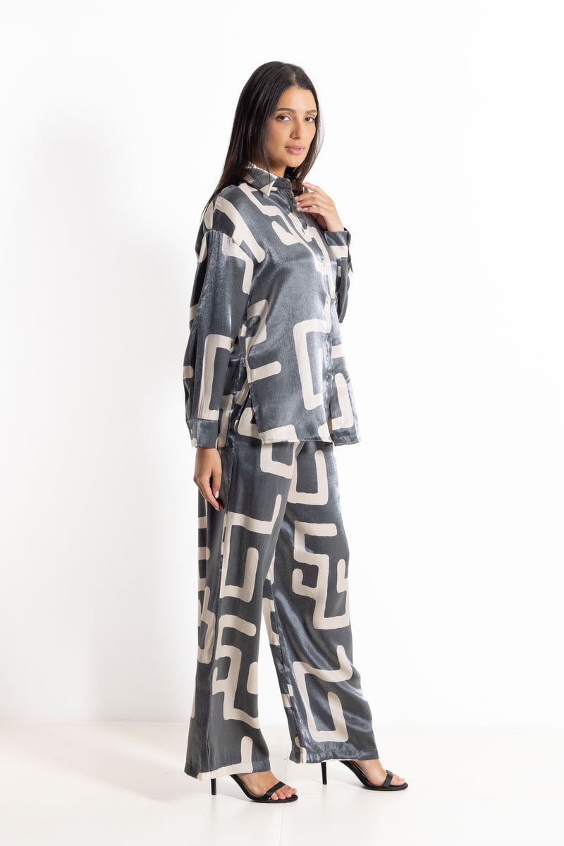 PRINTED SATIN SET