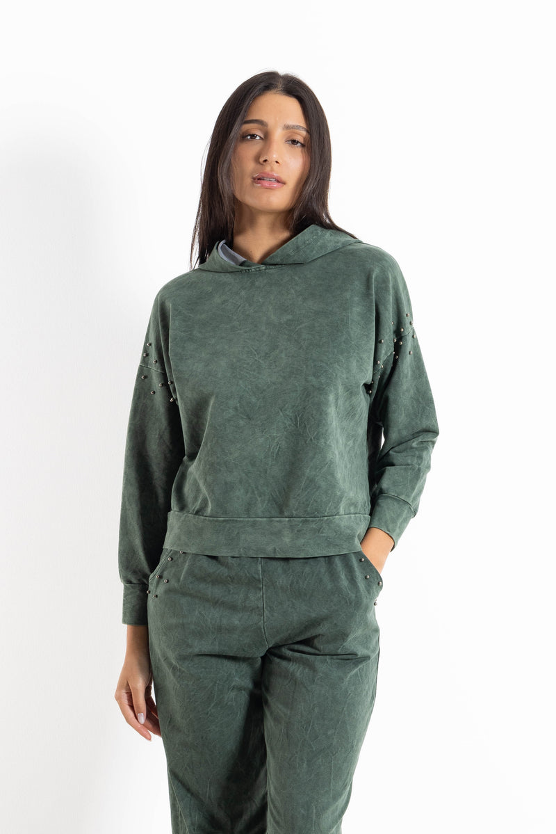 DETAILED STUDDED HOODIE SET