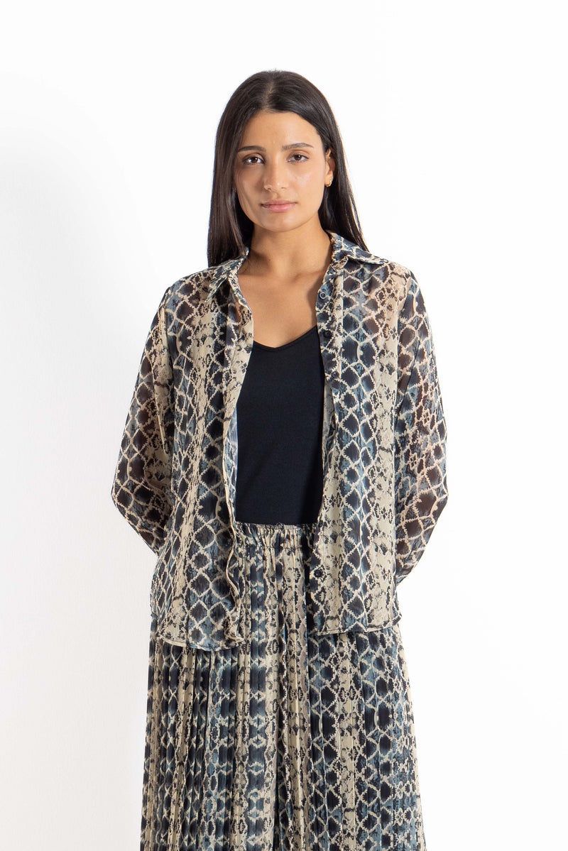 PRINTED CHIFFON SHIRT SET