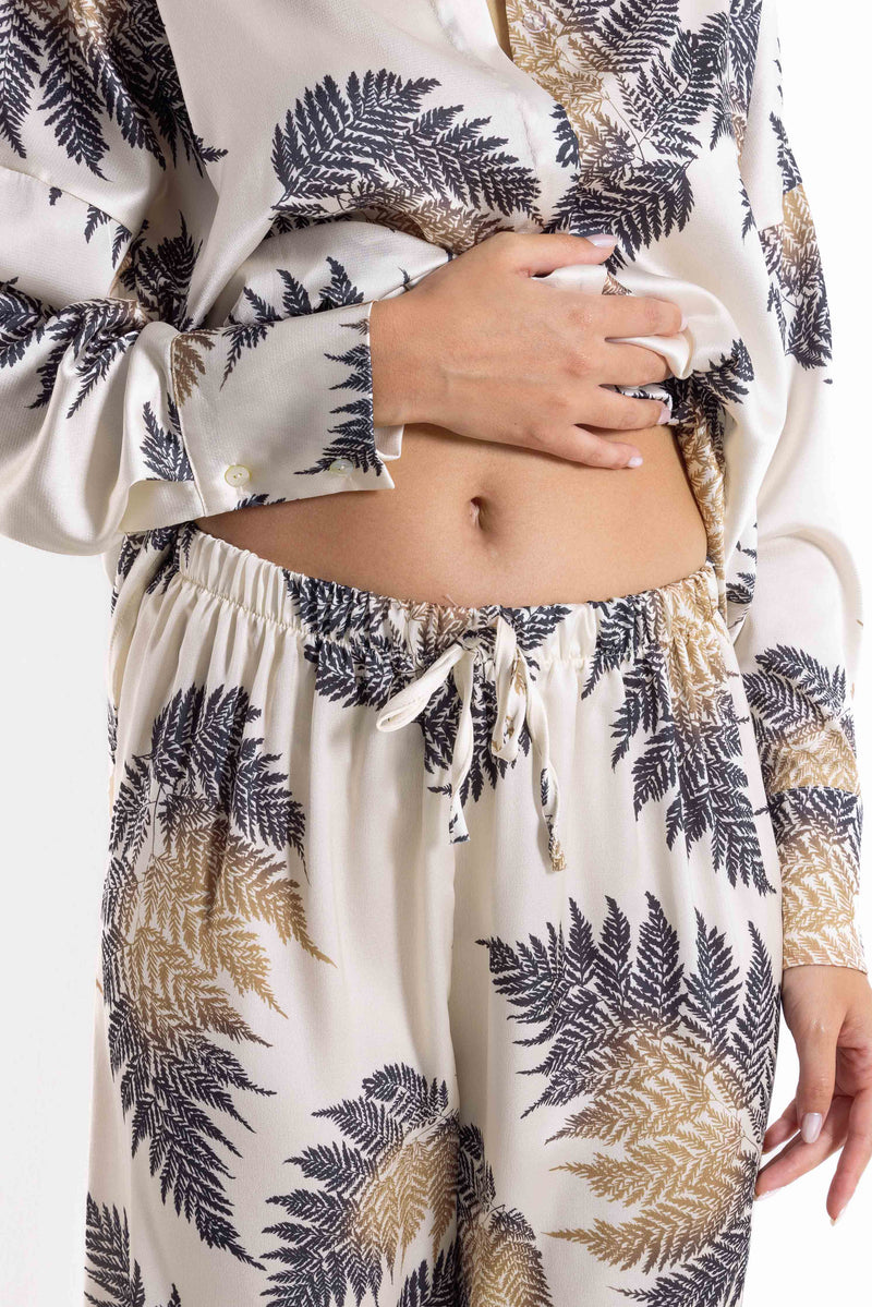 PRINTED SATIN SHIRT SET