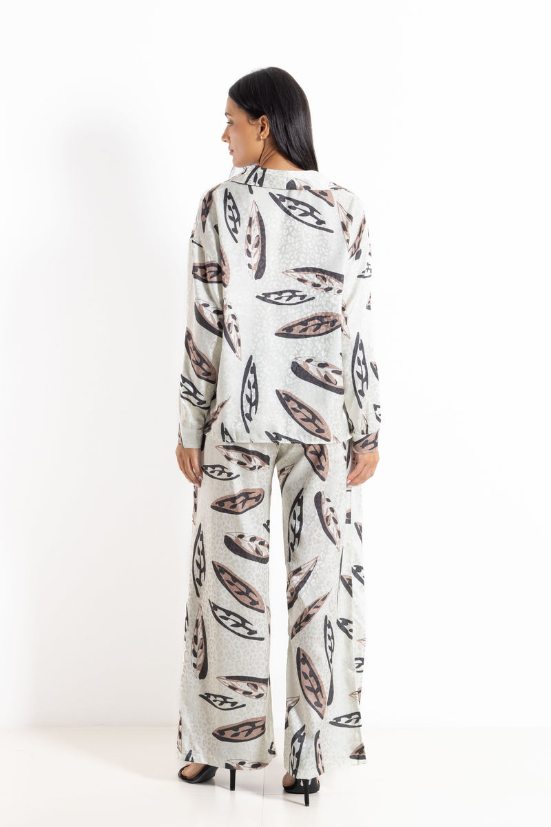 PRINTED SATIN SHIRT SET
