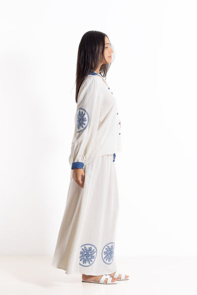 DETAILED EMBROIDERED LINEN SET