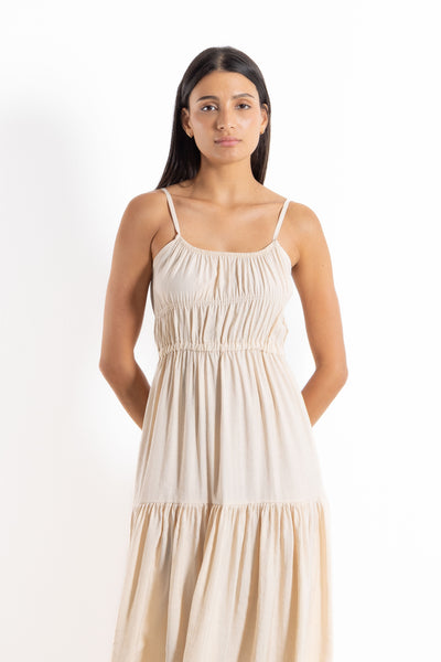 TEXTURED LIGHTWEIGHT MIDI DRESS