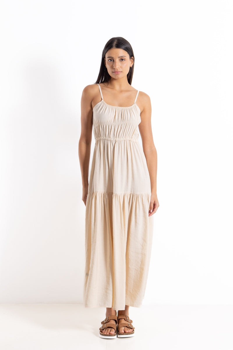 TEXTURED LIGHTWEIGHT MIDI DRESS