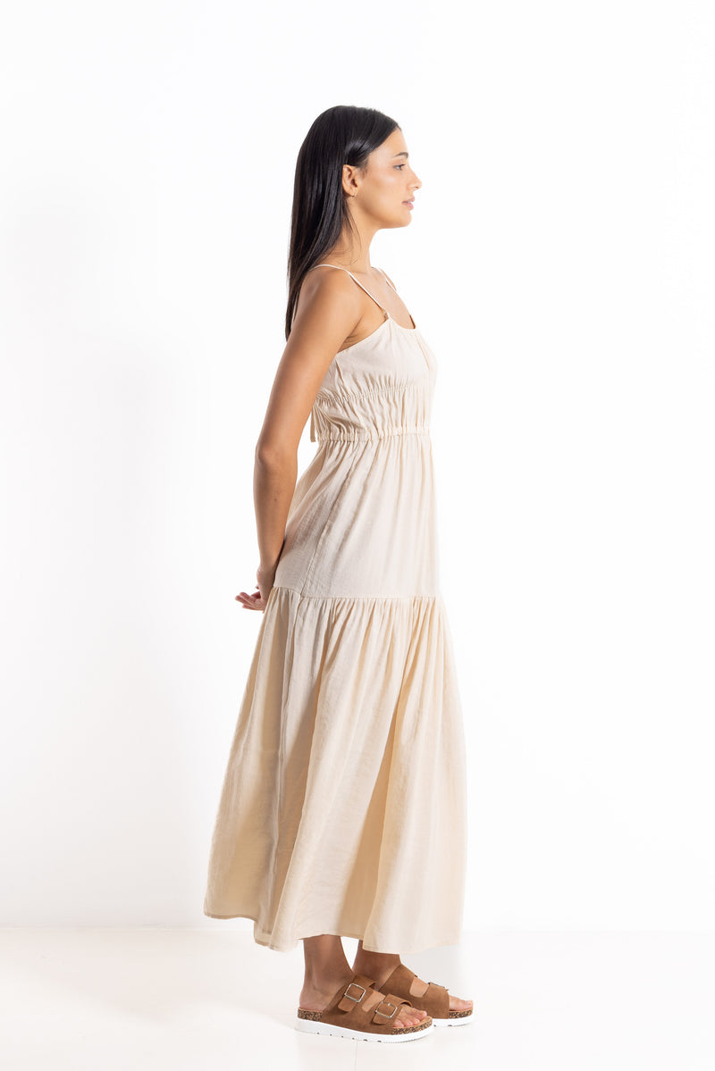 TEXTURED LIGHTWEIGHT MIDI DRESS