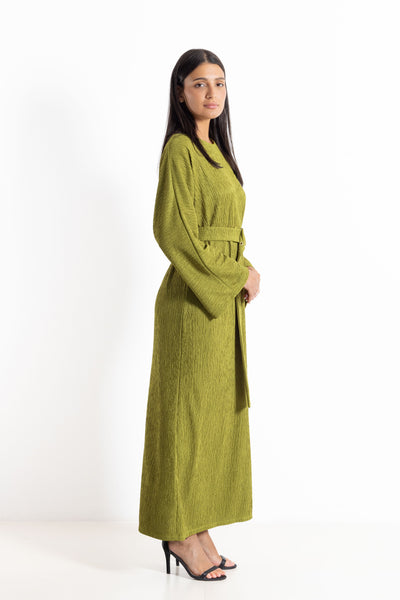 TEXTURED MAXI DRESS WITH BELT