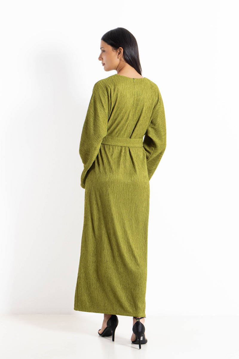 TEXTURED MAXI DRESS WITH BELT