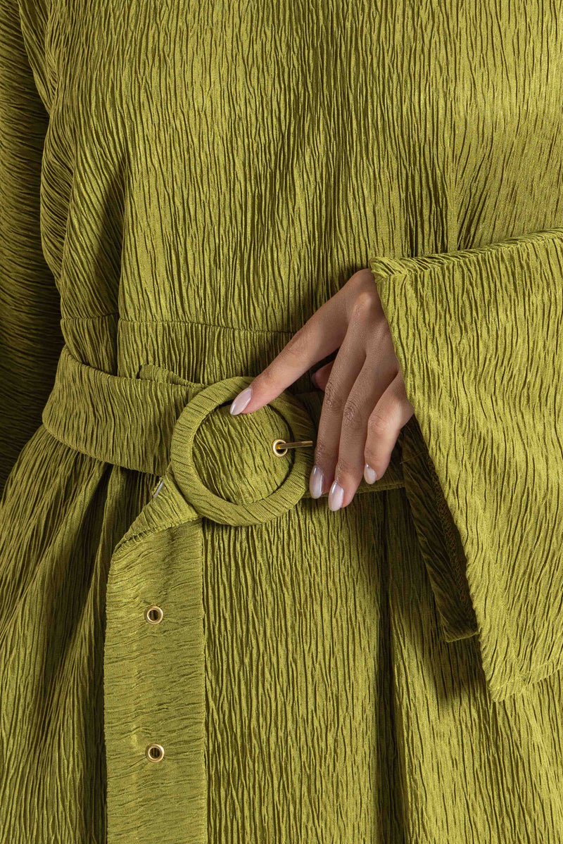 TEXTURED MAXI DRESS WITH BELT