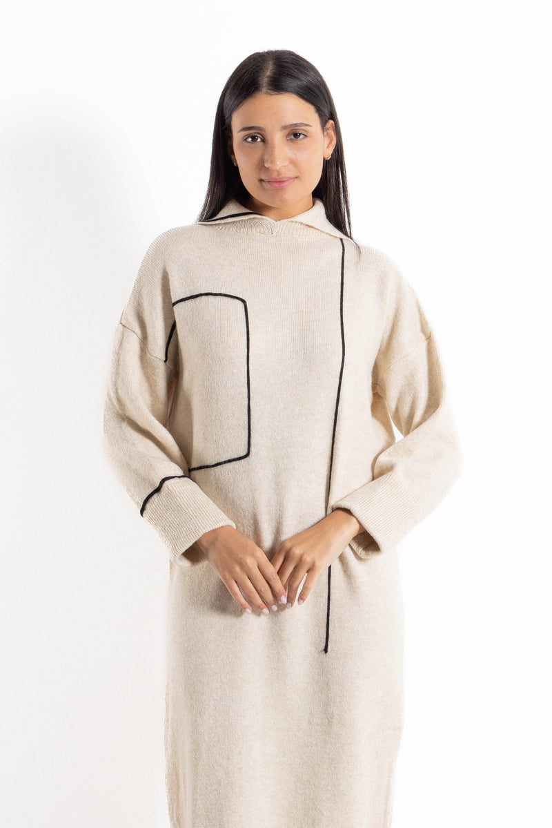 DETAILED WOOL BLEND DRESS