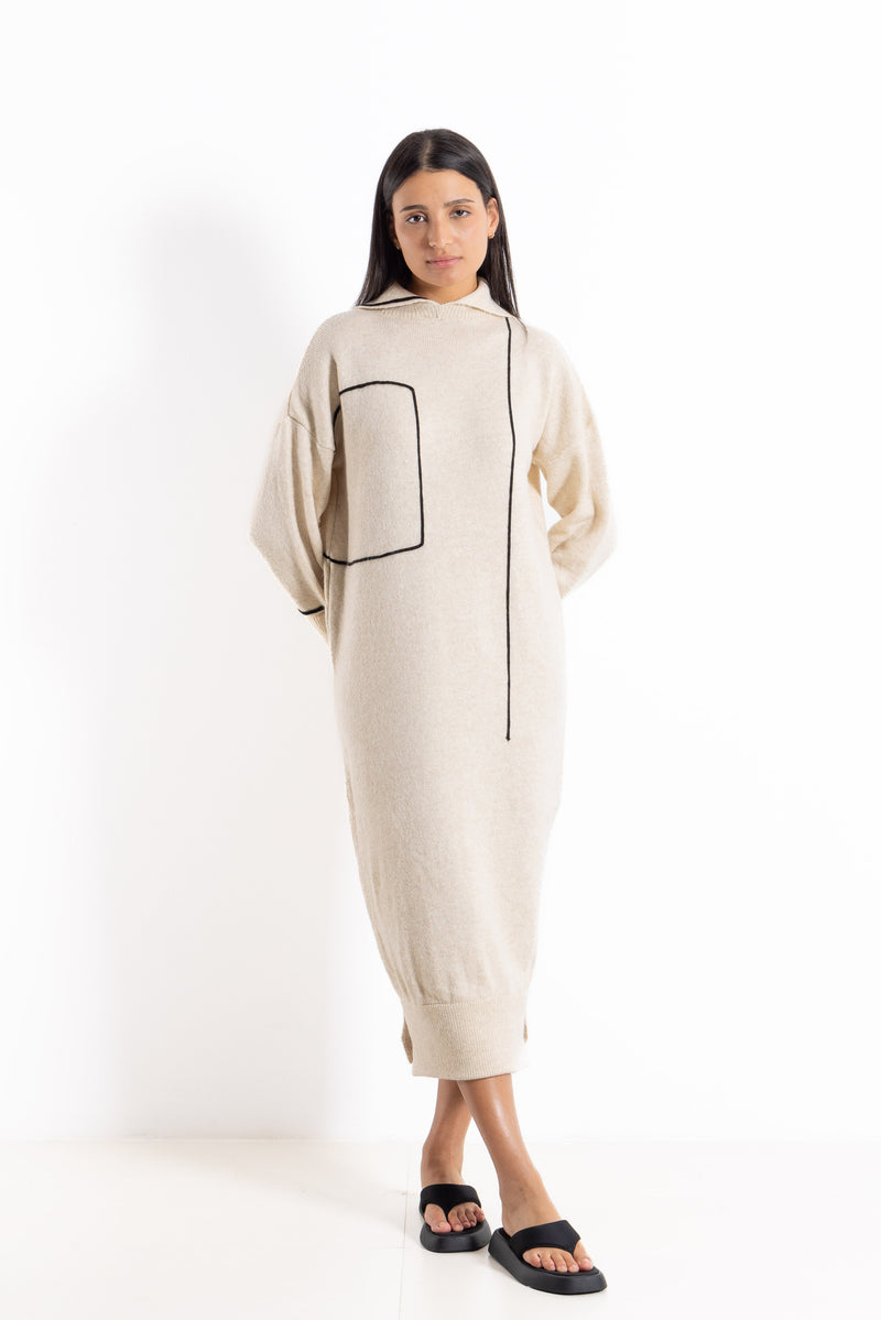 DETAILED WOOL BLEND DRESS
