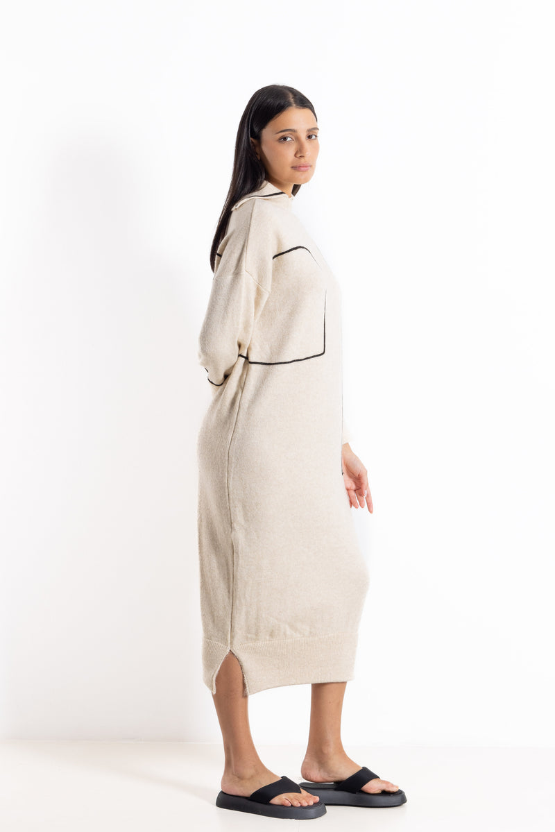 DETAILED WOOL BLEND DRESS