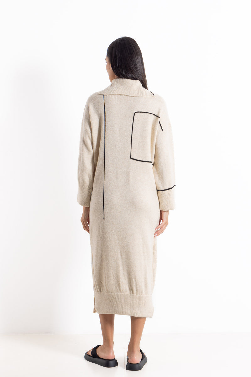 DETAILED WOOL BLEND DRESS