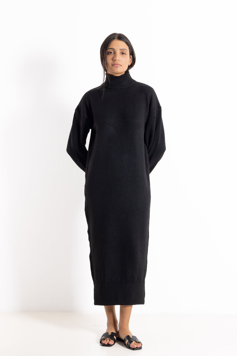 HIGH-NECK WOOL BLEND DRESS