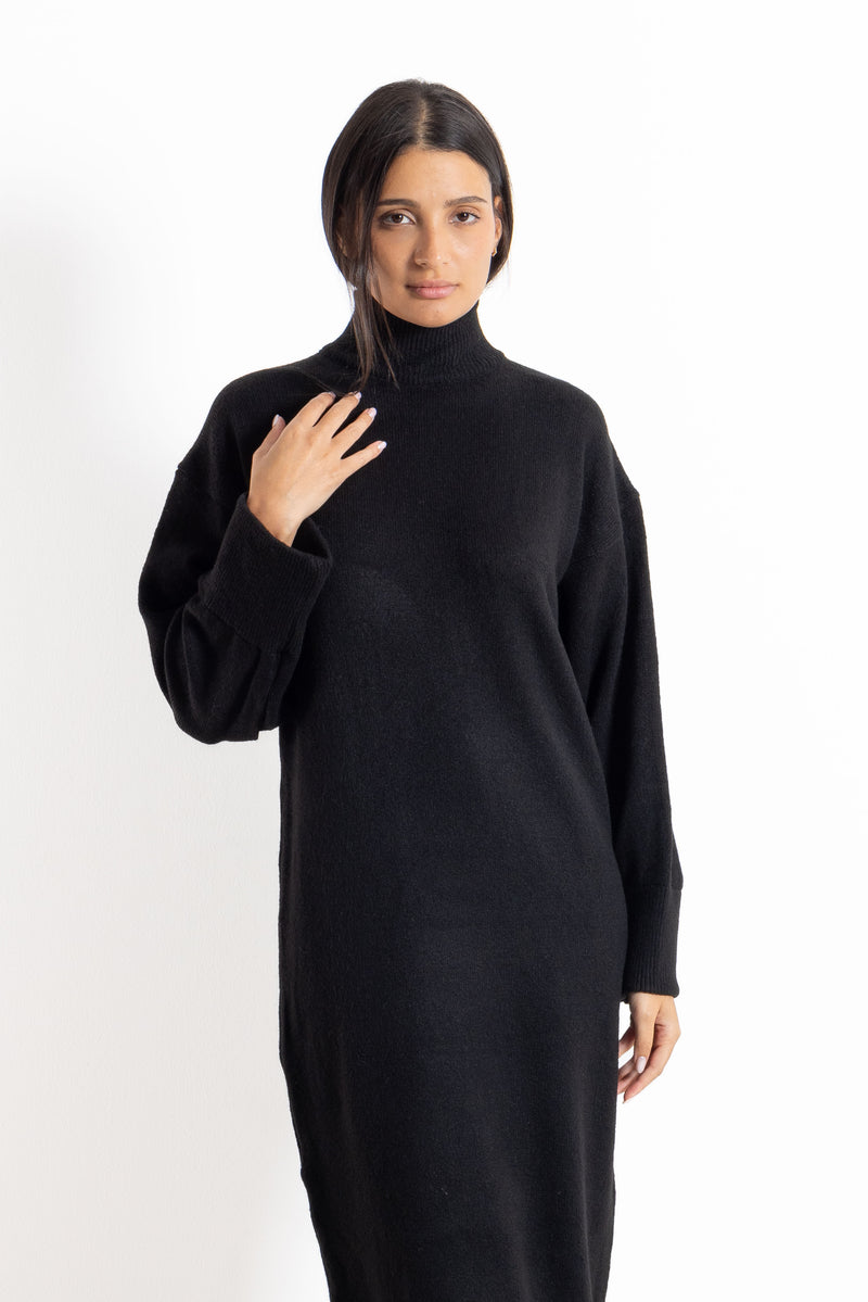 HIGH-NECK WOOL BLEND DRESS