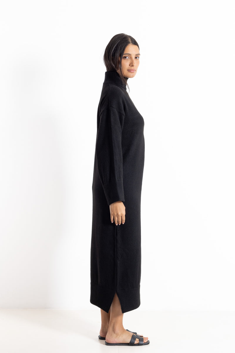 HIGH-NECK WOOL BLEND DRESS