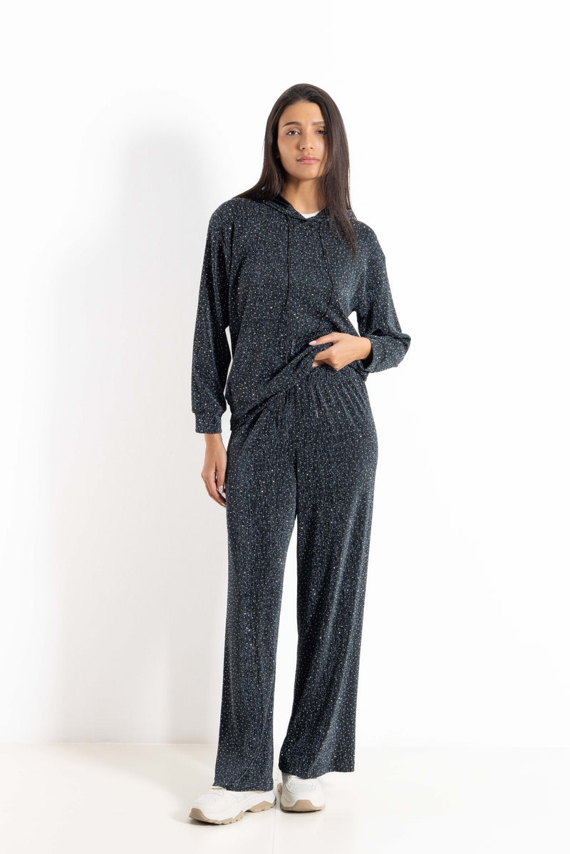 RHINESTONE STUDDED HOODIE SET