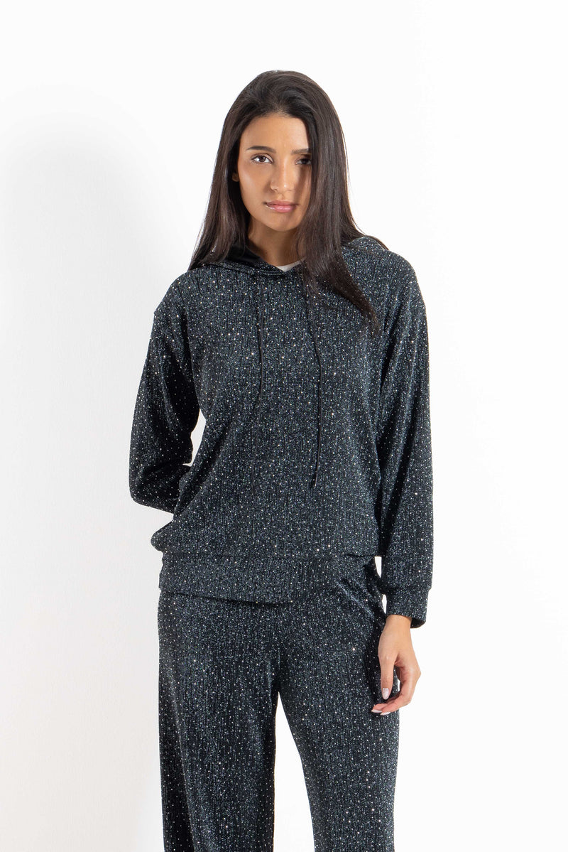 RHINESTONE STUDDED HOODIE SET