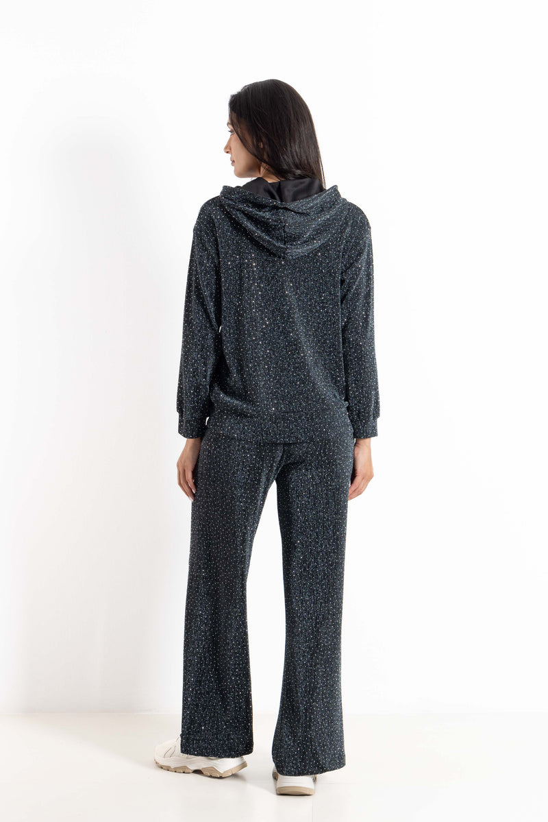RHINESTONE STUDDED HOODIE SET