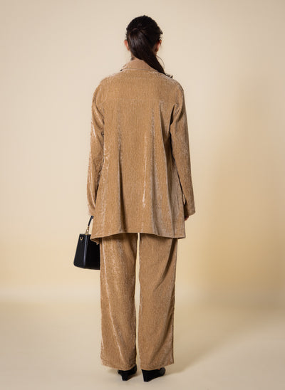 TEXTURED VELVET SHIRT SET
