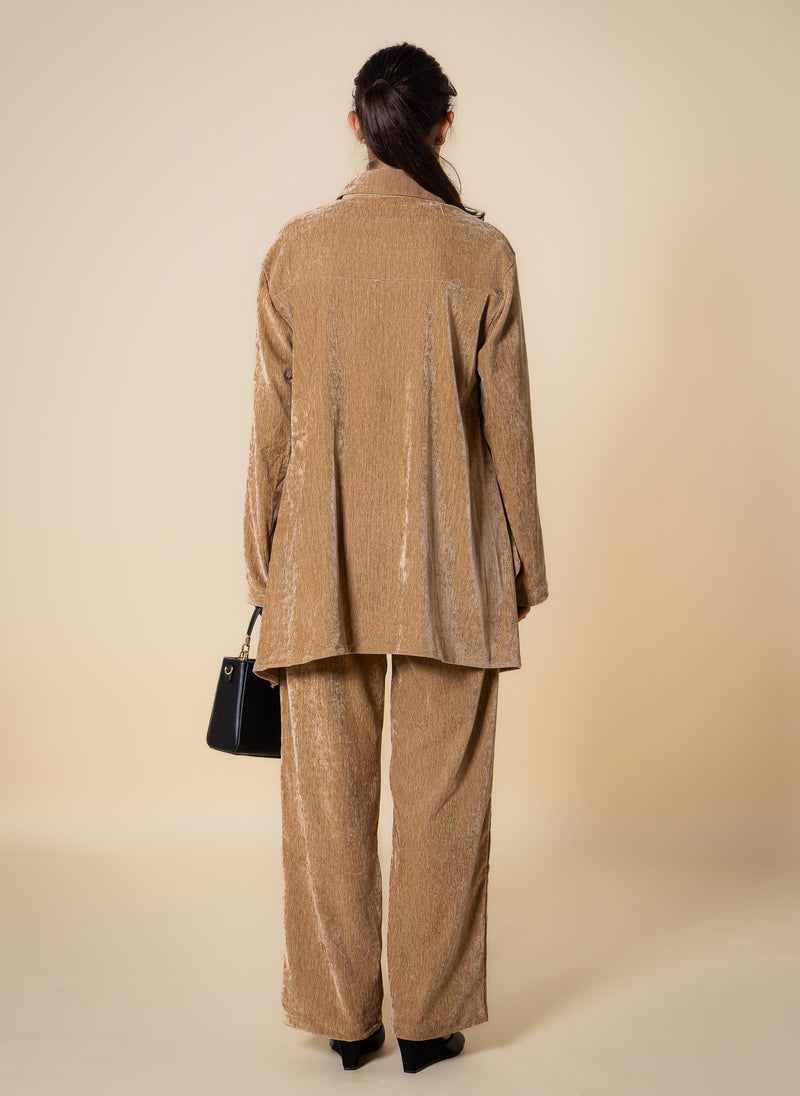 TEXTURED VELVET SHIRT SET