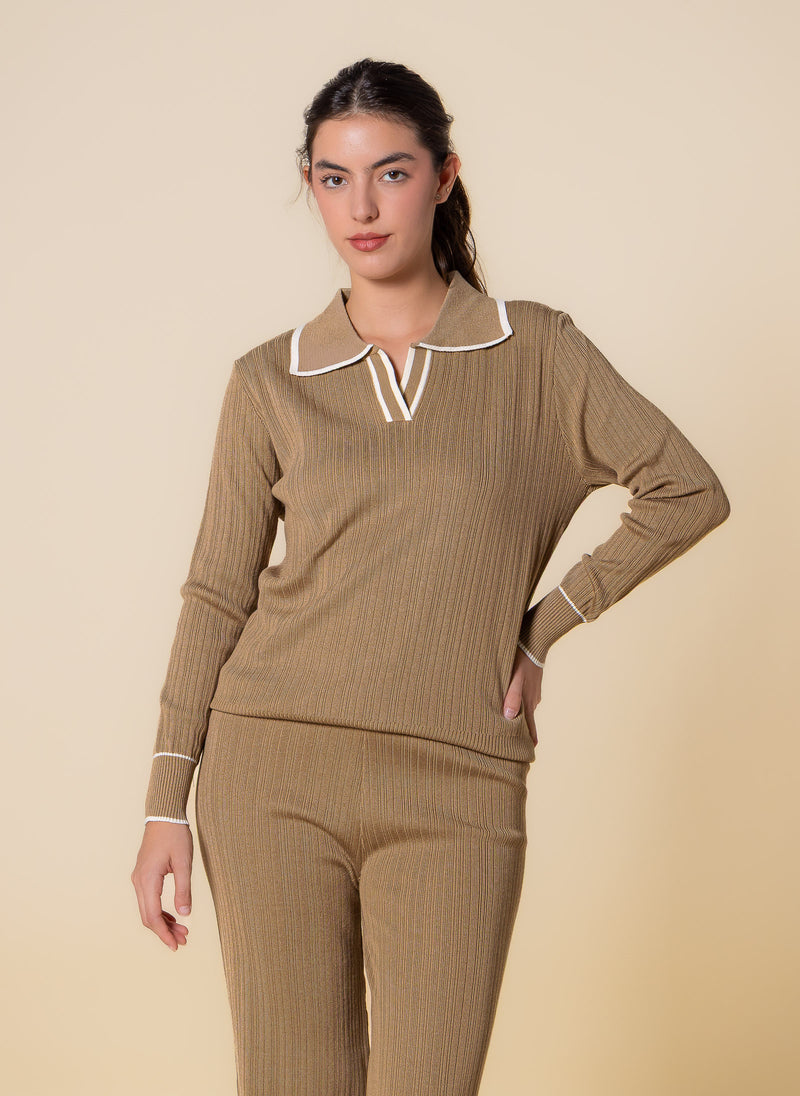 DETAILED POLO SWEATER SET