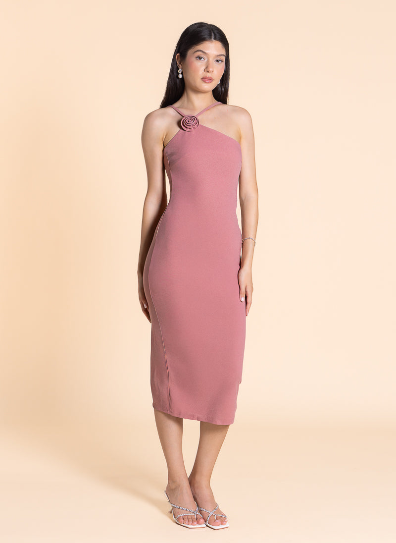 DETAILED FITTED MIDI DRESS