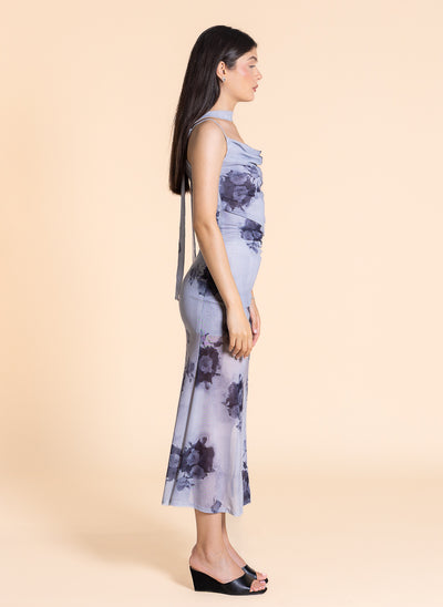 ABSTRACT PRINTED MIDI DRESS