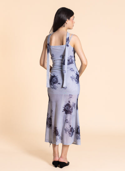 ABSTRACT PRINTED MIDI DRESS