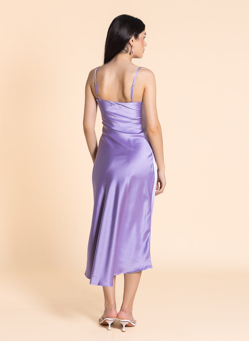 DETAILED SATIN MIDI DRESS