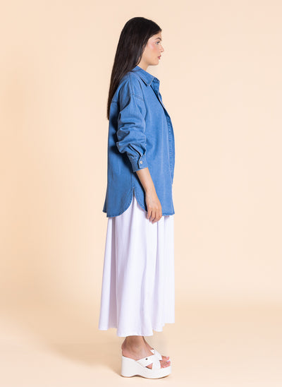 COMFORT MIDI DRESS WITH DENIM SHIRT