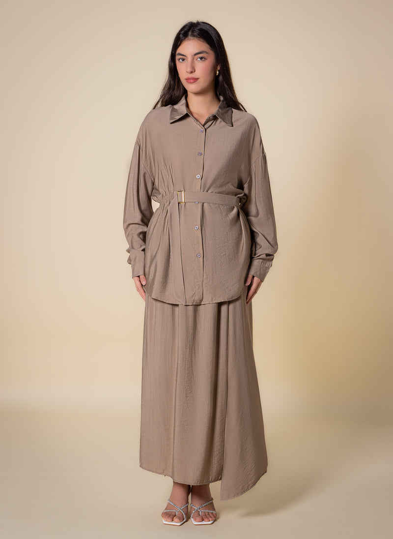 BELTED SKIRT SET