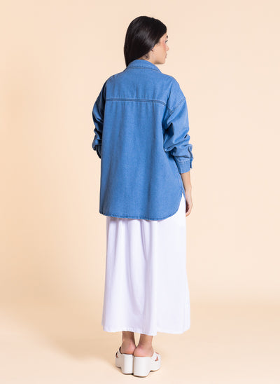 COMFORT MIDI DRESS WITH DENIM SHIRT