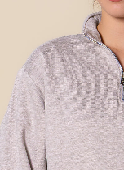 TEXTURED QUATER-ZIP SWEATER SET