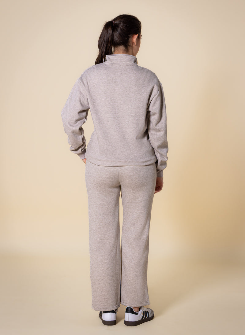 TEXTURED QUATER-ZIP SWEATER SET