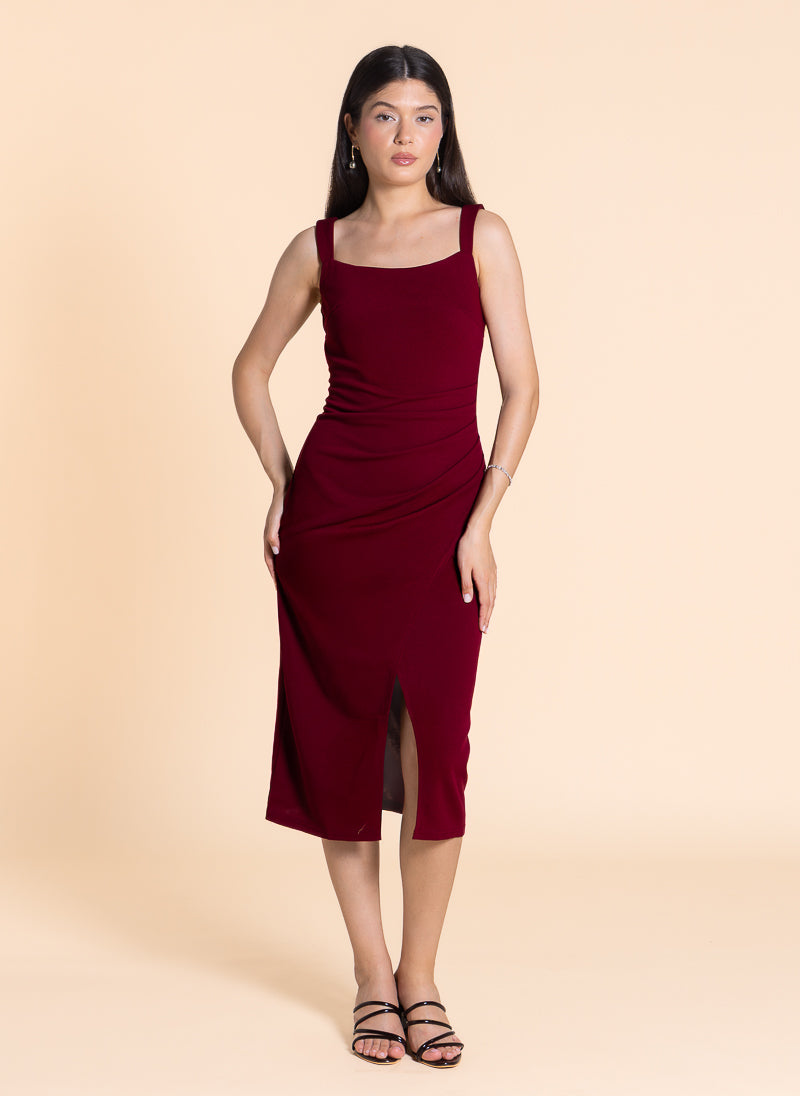 FITTED MIDI DRESS WITH SLIT