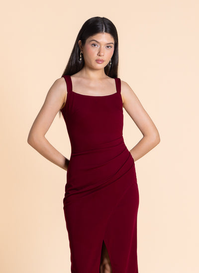 FITTED MIDI DRESS WITH SLIT
