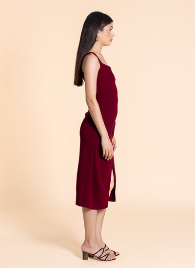 FITTED MIDI DRESS WITH SLIT