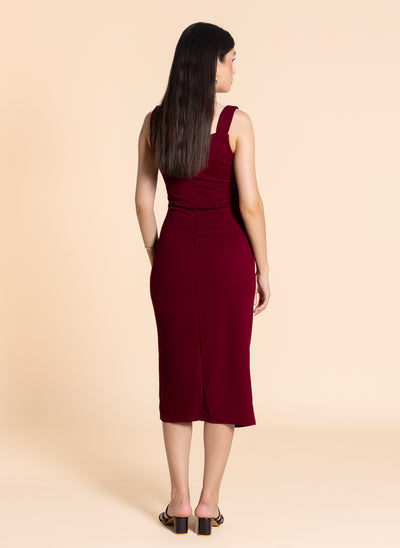 FITTED MIDI DRESS WITH SLIT
