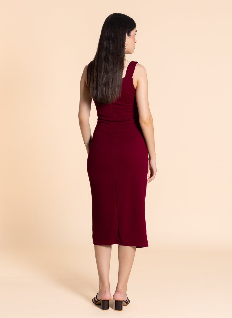 FITTED MIDI DRESS WITH SLIT