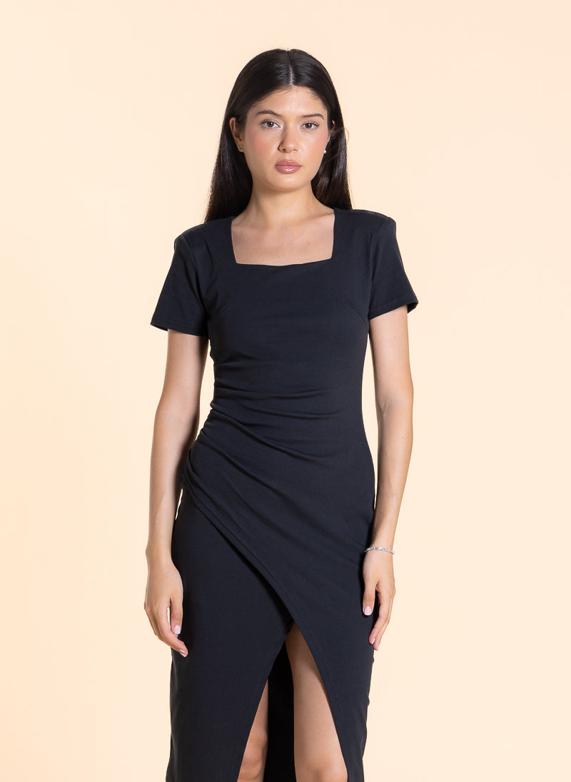 FITTED MIDI DRESS WITH SLIT