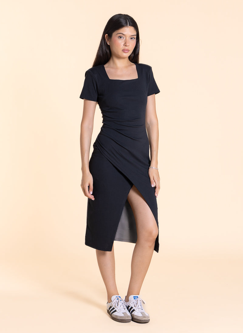 FITTED MIDI DRESS WITH SLIT