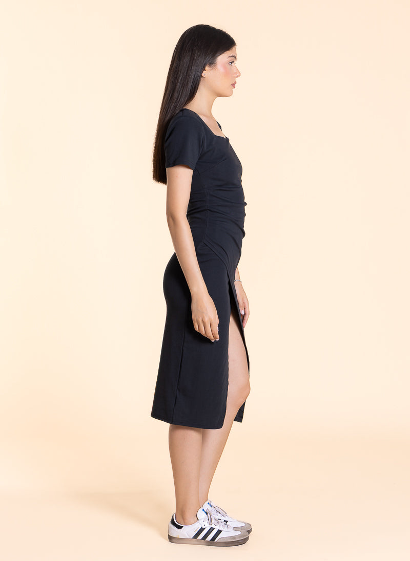 FITTED MIDI DRESS WITH SLIT