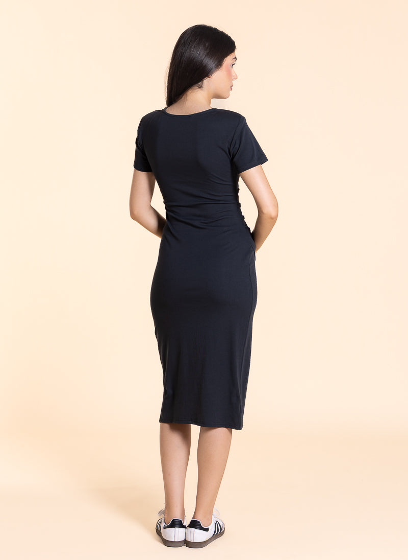 FITTED MIDI DRESS WITH SLIT