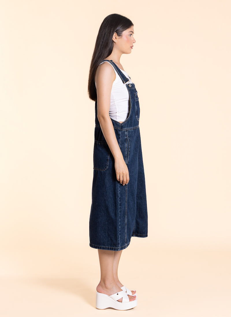 DETAILED DENIM MIDI OVERALL