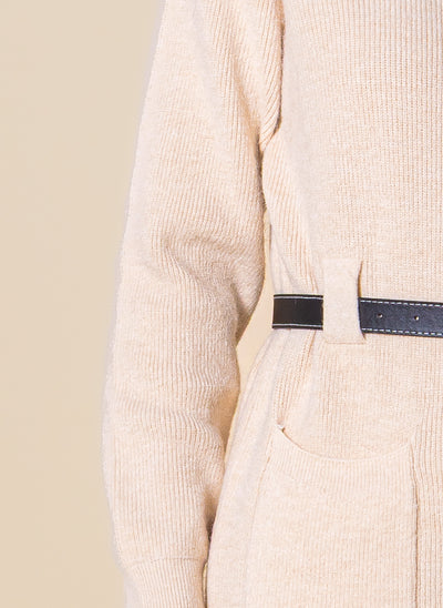 BELTED KNIT SHORT DRESS