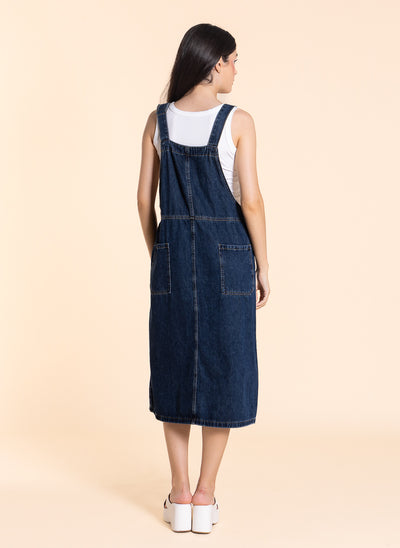 DETAILED DENIM MIDI OVERALL