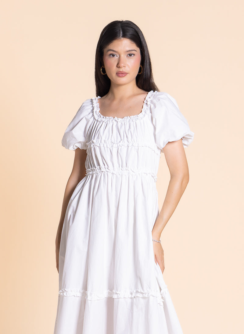 DETAIL RUFFLED MIDI DRESS