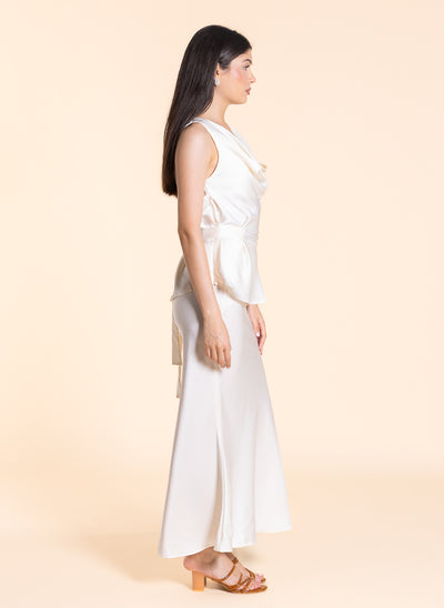 DETAILED SATIN SKIRT SET