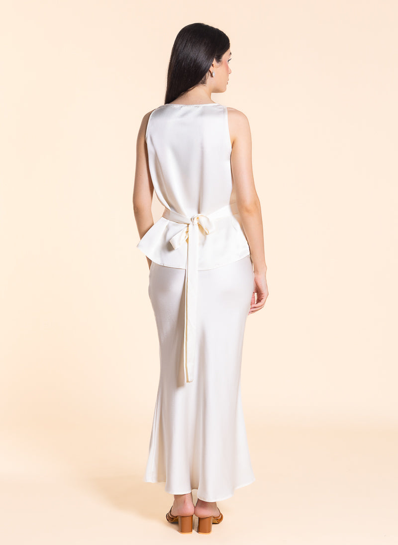 DETAILED SATIN SKIRT SET